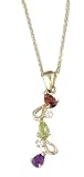 14K Yellow Gold Hand-Crafted Designer Loop-Shaped Pendant, Enhanced with Prong Set Diamonds and Semi Precious Stones, Sliding on a 16'' Cable-Chain Necklace.(GH-Color, Si-Clarity, c.t.t.w. 0.07CT).