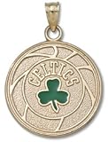 Boston Celtics Basketball 3/4" Enameled Gold Plated Enamel Pendant