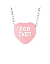 Sterling Silver 12mm Lt Pink enamel Sweethearts FOREVER Heart Pendant