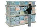 Record Storage Rack Tan 48W X 48D X 60H With Polyethylene File Boxes