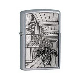 Zippo Lighter Jim Beam Barrels Emblem, Street Chrome