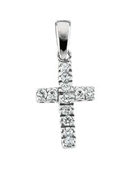 14K Gold Childrens Cross With CZ And With 15" Chain