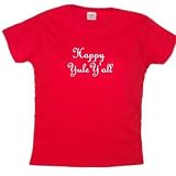 Flirty Diva Tees Womans LooseFit T-Shirt-Happy Yule Yall-Red-White