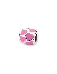 Sterling Silver Pink Enameled Hearts Charm for 3mm Charm Bracelets