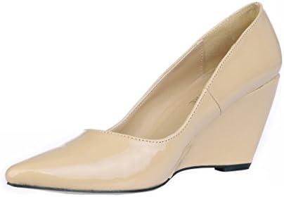 E FILLE PATRE Women's abipelery Solid Color Pointed Toe Wedges Pumps Camel 6.5M US