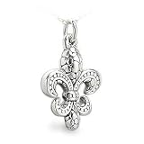 Sterling Silver Fleur-de-lis Pendant Necklace with 16 Inch Chain