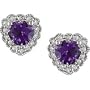 10k Gold 1/8ct TDW Diamond and Amethyst Heart Earrings