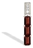 14K White Gold Genuine Emerald-cut Garnet and Diamond 3-Stone Pendant