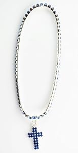 Diamond Studded Cross Anklet - Dangle Malibu Anklet (Blue)