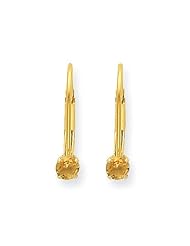 MadiK® 14k Yellow Gold Genuine Citrine November Birthstone Leverback Earrings