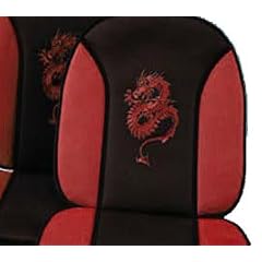 Sitzbezug-Set "Dragon", rot, mit 2-teiligen Vordersitzbez�gen und mehrteiligem R�ckbanksitzbezug inkl. 5 Kopfst�tzenbez�ge, Airbag geeignet
