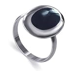 Oval Black Onyx Band Polished .925 Sterling Silver Ring