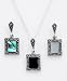Sterling Silver Abalone, Onyx, Mother of Pearl Pendant Set