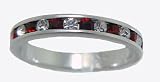 Sterling Silver Eternity Ring with Red and Clear Cubic Zirconia