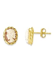 MadiK® 14k Yellow Gold Polished Bezel Cameo Post Stud Earrings