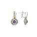 14K Yellow Gold and Sterling Silver Amethyst Fashion Earrings