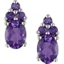 14k White Gold Amethyst Cluster Earrings