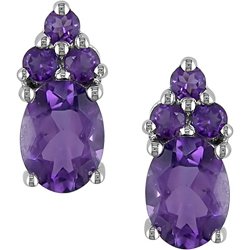 14k White Gold Amethyst Cluster Earrings by Amour