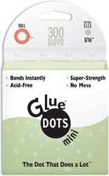 Glue Dots 3/16-Inch Mini Dot Roll, 300-Clear Dots
