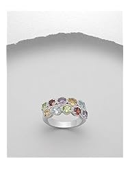 Gem Stones Ring In 92.5 Sterling Silver