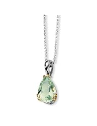 Sterling Silver & 14k Gold Green Amethyst Necklace