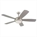 Monte Carlo 5DI52BSD-L Discus 52-Inch Contemporary Ceiling Fan with Light Kit and Five Silver Blades, Brushed Steel