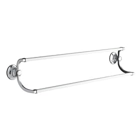 KOHLER K-11413-P-CP Bancroft 24-Inch Double Towel Bar in Polished Chrome with White Bar, Polished Chrome