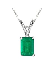 0.47-0.56 Cts of 6x4 mm AA Emerald Cut Natural Emerald Solitaire Pendant in Platinum