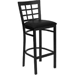 Flash Furniture XU-DG6R7BWIN-BAR-BLKV-GG Hercules Series Black Window Back Metal... by Flash
