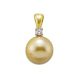 South Sea Golden Pearl Pendant with Diamond in 14K Yellow Gold