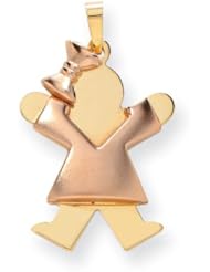 14k Two-Tone Puffed Girl with Bow on Left Engravable Charm