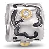 Authentic Pandora Jewelry Silver 14k Yellow Gold Diamond Life's Path Charm