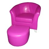Pink Childrens Faux Leather Mini Tub Chair and Footstool