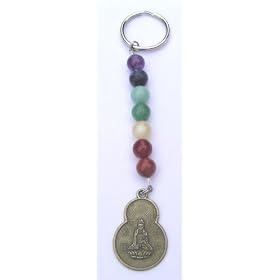 Chakras Keychain Gemstone Beaded Quan Yin Goddess Buddha Blessings