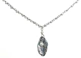 Precila G. Designs Mini Rice Pearl Necklace with Silver Leaf Pendant and Pearl Inset