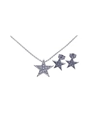Nickel Free Sterling Silver Pendant & Earring Sets Star CZ Set