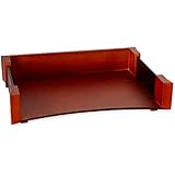 Rolodex Wood and Faux Leather Letter Tray, Letter-Size, Mahogany and Black (81759)
