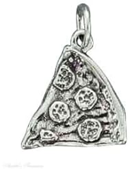 Sterling Silver 3D Pepperoni Pizza Slice Charm