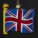  Noble Gems Mouth Blown Glass United Kingdom Flag Christmas Ornament