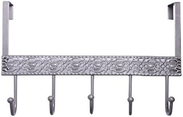 Creative Traceless Over the Door 5 Hook Rack Towel Hat Coat Clothes Organizer Rack Coat Hanger (White)