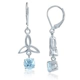 1.9ct. Natural Blue Topaz 925 Sterling Silver Celtic Knot Leverback Earrings