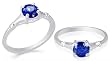 Round Cut Sapphire Ring Sterling Silver