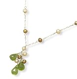 16 14k White Gold Peridot & Cultured Freshwater Pearl Drop Necklace