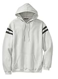 NEW Sport-Tek - Pullover Hooded Sweatshirt with Mesh Arm Stripe White/Blk/Wht-M