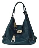 Oversize Horsebit Zip Hobo Dark Green Blue Handbag Bag Purse