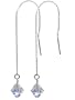 SCER024 Made with Swarovski Elements� Clear Crystal Sterling Silver 2" Long Threader Ear Wire Earrings
