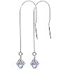 SCER024 Made with Swarovski Elements� Clear Crystal Sterling Silver 2" Long Threader Ear Wire Earrings