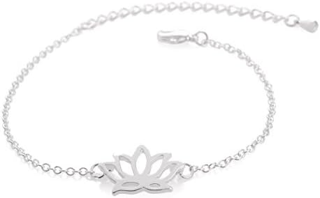 Gold and Silver Plated Lotus Flower Bracelet for Women (White)