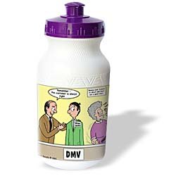Rich Diesslins Funny General - Editorial Cartoons - Department of Motor Vehicles - Trainee - Water Bottles