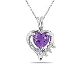 Heart Shape Amethyst and Diamond Pendant